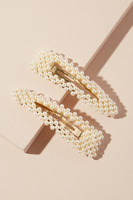 Set of Two Faux Pearl-Embellished Hair Clips | Wedding guest .