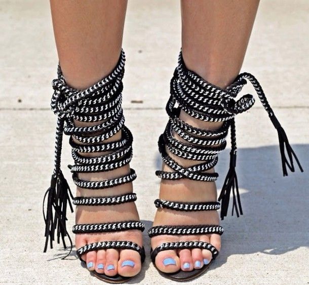 Ultra chic & stylish high heels Strappy rope design Gladiator .
