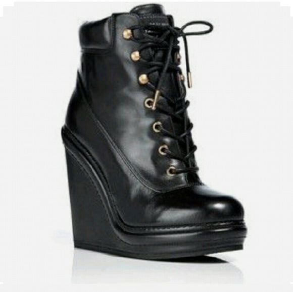 MARC BY MARC JACOBS ? Black Lace Up Wedge Stylish lace up bootie .