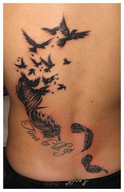 Stylsih Bird Tattoo Designs on Back