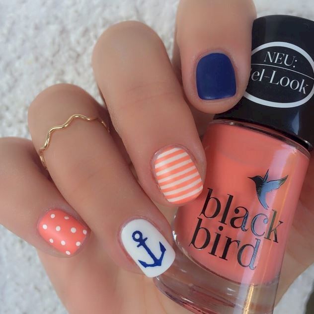 Super Cute Ideas for Summer Nail Art | Nautical nails, Beach nails .