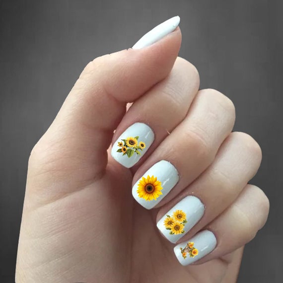 Stunning Sunflower Nail Decals / Sunflower Nail Art / | Et