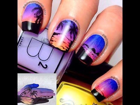 Sunset nail art - YouTu
