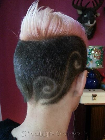 pink hair with hairtattoo swirls :) www.facebook.com .
