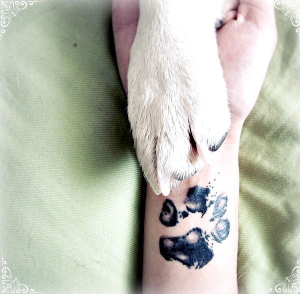 OMG I love this idea - get your dogs paw print as a tattoo .