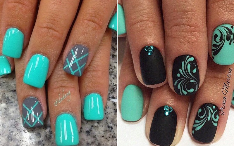 Various Options for Teal Nail Designs 2018 - Goostyles.c