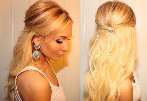 Teased Half Up Half Down Hairstyle Tutorial: Easy Prom Hairstyles .