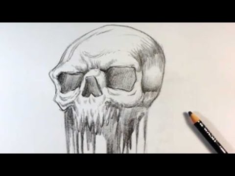 Drawing a Melted Skull Tattoo Design - Skull Drawings - YouTu