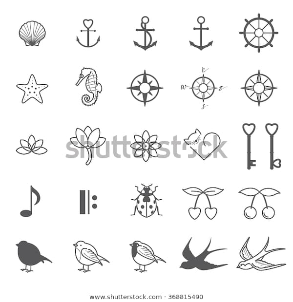 Tiny Tattoo Designs Set 3 Stock Vector (Royalty Free) 3688154