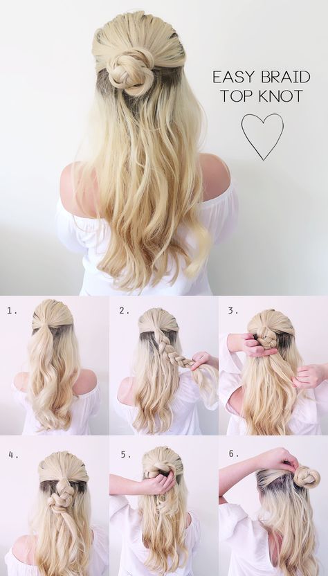 Hair Tutorial | VERY Easy Summer Braided Top Knot | Grace and .
