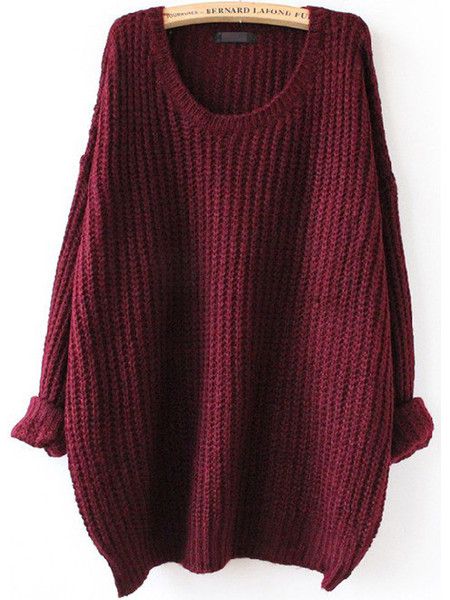 Sweater Fall Winter Fashion Red Loose Knit Sweater | Oversized .