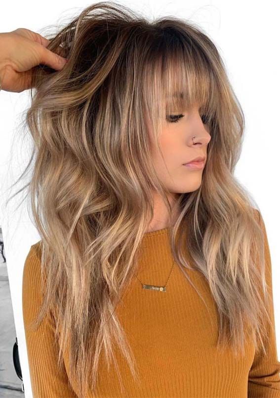 12 Best Long Balayage Hairstyles with Bangs in 2019 | Long hair .