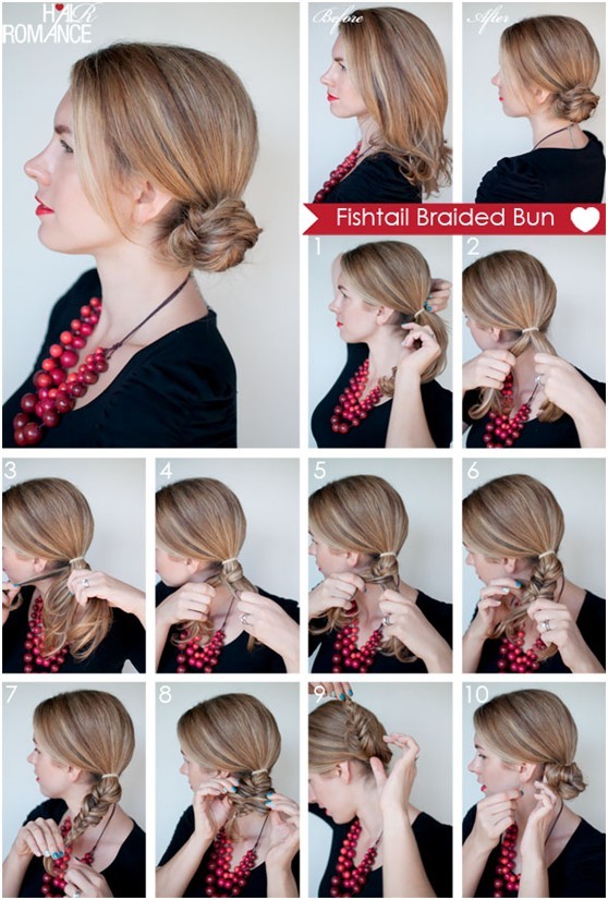 How to Fishtail Braided Bun Hairstyle: Everyday Hairstyles .