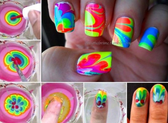 DIY Water Marble Nail Art Tutorial Pictures, Photos, and Images .