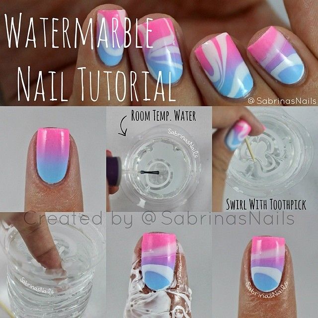 Watermarble Nail Tutorial (With images) | Marble nails tutorial .