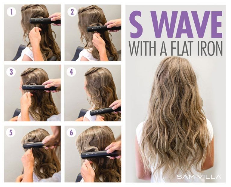 S wave with a flat iron | Curling hair with flat iron, Curls for .
