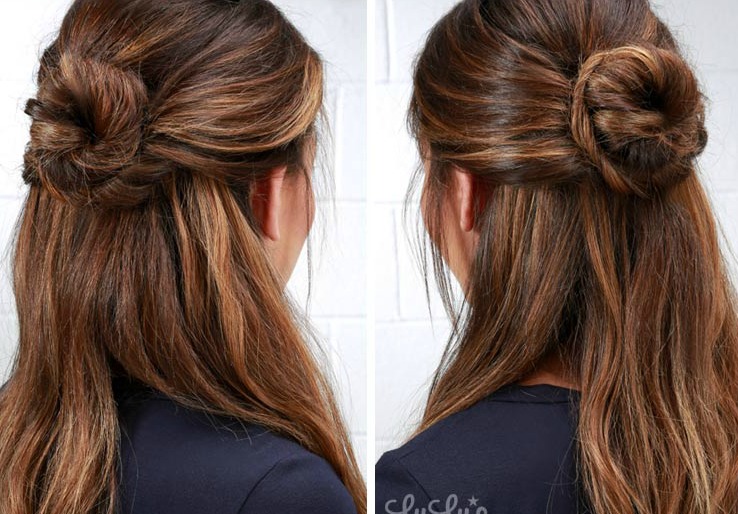 Lulus How-To: Half-Up Bun Hair Tutorial - Lulus.com Fashion Bl