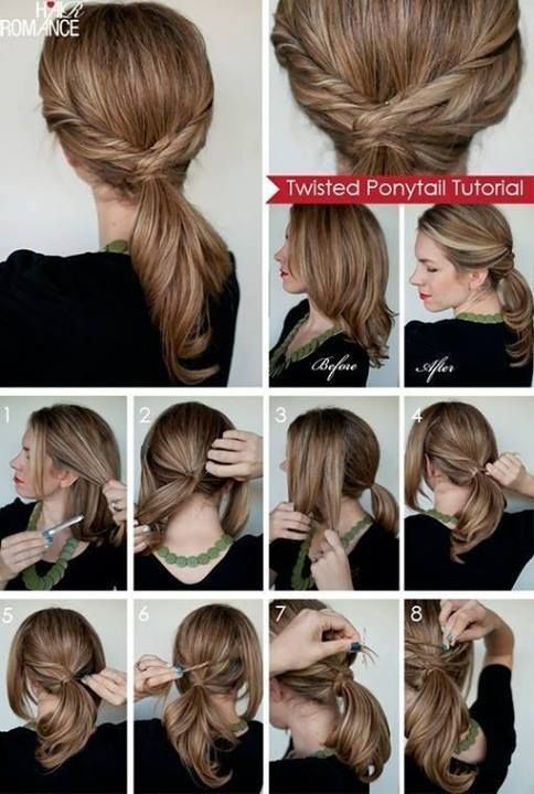Twisted ponytail step by step | Twist ponytail, Twist braid .