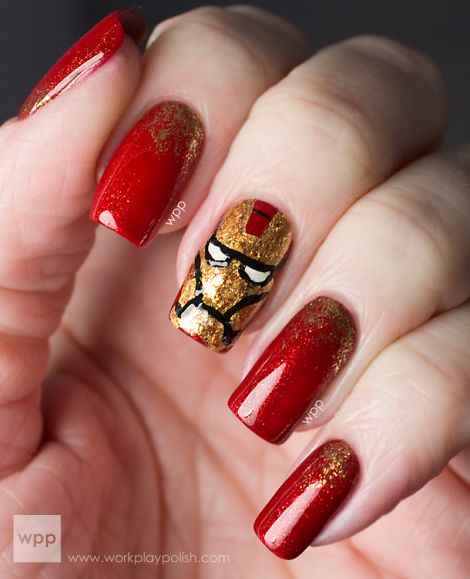 Iron Man Nail Art, Perfect for Iron Man 3 Movie! | Iron man nails .