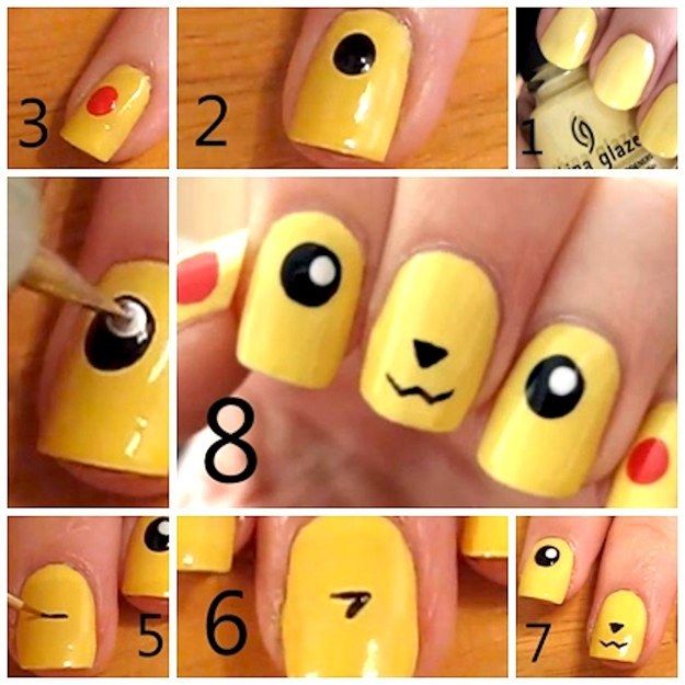 This Pokemon palette: | Pikachu nails, Cool nail art, Nail a