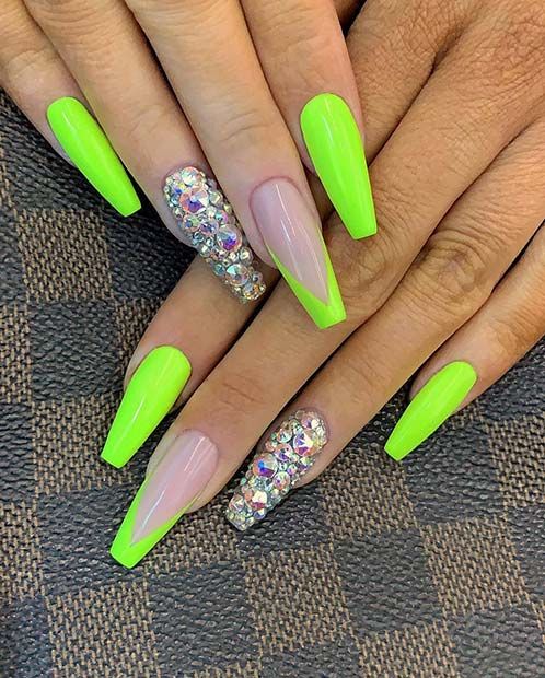 43 Neon Nail Designs That Are Perfect for Summer | Neon green .