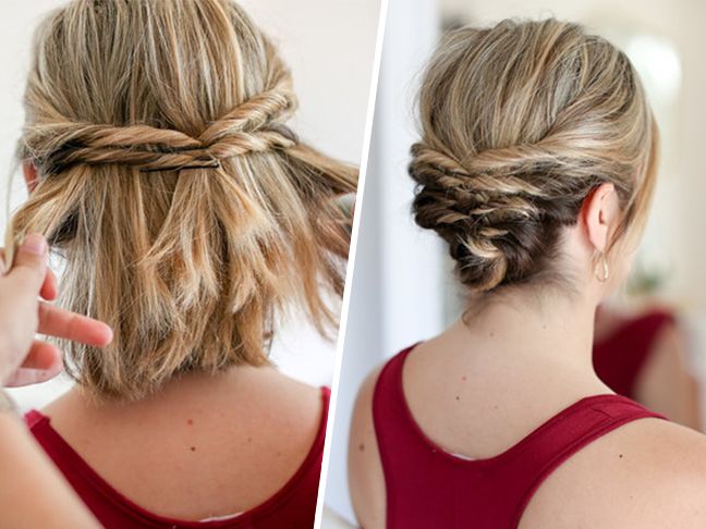 This Quick Messy Updo for Short Hair Is So Cool | Medium hair .