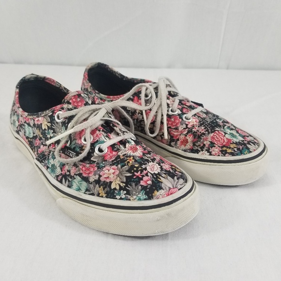 Vans Shoes | Spring Pink Black Floral Low Top Sneakers | Poshma