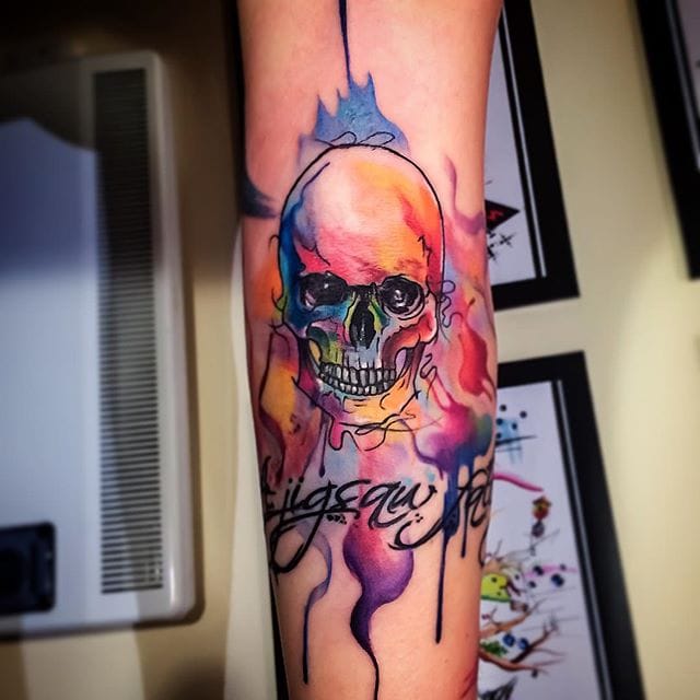 45 Catchy Watercolor Skull Tattoos Designs & Ideas | PICSMI