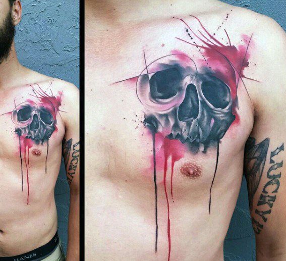 40 Watercolor Skull Tattoo Designs For Men - Colorful Ink Ide