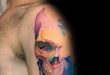 40 Watercolor Skull Tattoo Designs For Men - Colorful Ink Ide