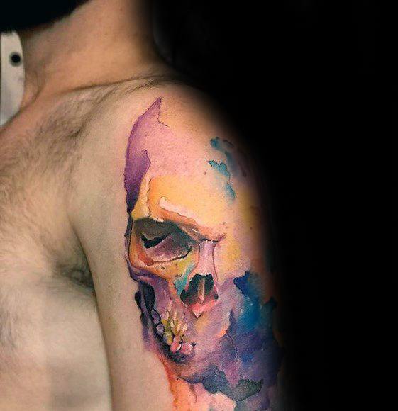 Watercolor Skull Tattoo Designs