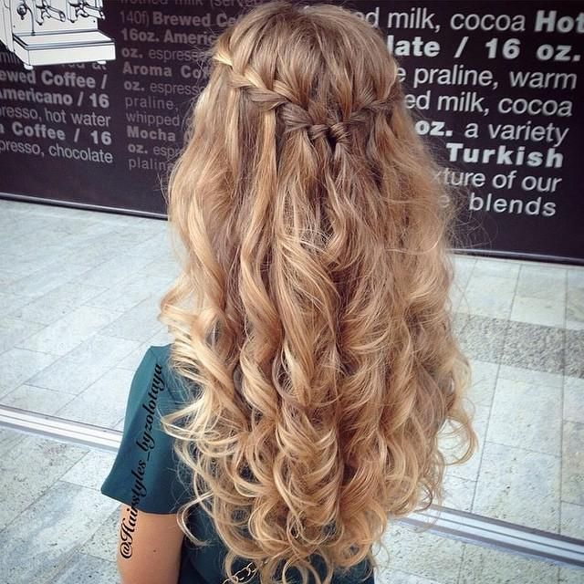 Waterfall Braid & Messy Curls (Hair and Beauty Tutorials) | Prom .