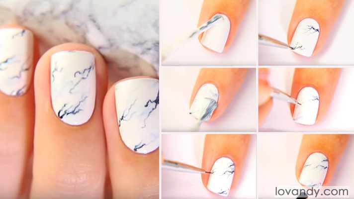 Tutorial: How to Make Marble Nails Without Water | Marble nails .