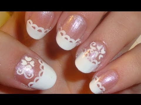 Simple and Easy Wedding Inspired Nail Art - YouTu