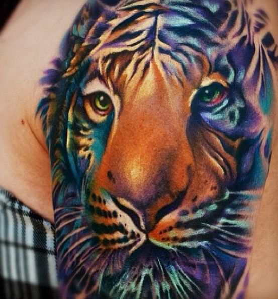 18+ Best Colorful Tiger Tattoos & Design With Meanin