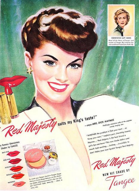 Tangee Lipstick ad, May 1947. vintage #1940s #makeup #beauty .