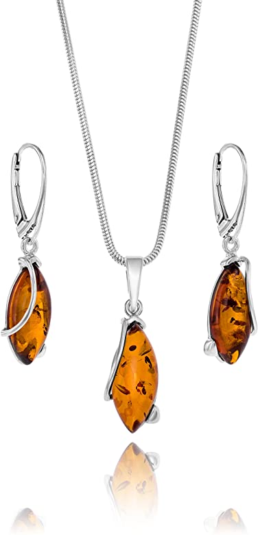 Amazon.com: Copal Ladies Amber Jewelery set Silver 925 Drop .