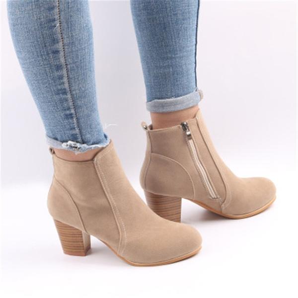 Laamei 2018 Women Boots Flock Ankle Boots Spring Autumn Women .