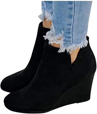 Amazon.com | Women Wedge Boots, Women's Low Wedge Ankle Boots .