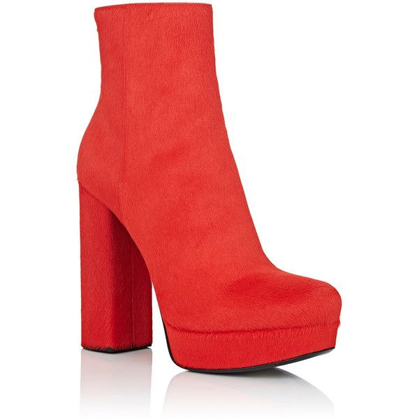 Prada Women's Calf Hair Platform Ankle Boots ($1,650) ❤ liked on .