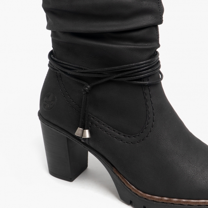 Buy Rieker Y2591-01 Ladies Leather Block Heel Ankle Boot Black|Shupe