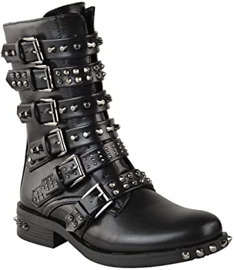 Amazon.com | Fashion Thirsty Womens Studded Ankle Boots Buckle .