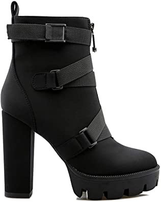 Amazon.com | EUYZOU Women's Fashion Buckle Strap Platform Ankle .