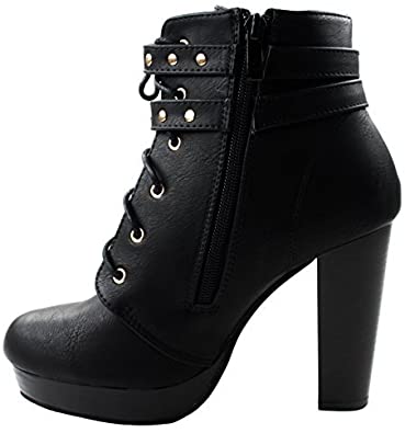 Amazon.com | TOP Moda Women's Cici-1 High Heel Lace Up Ankle Boots .