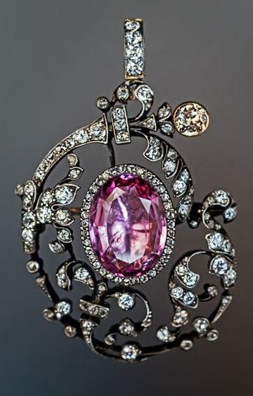 Antique 19th Century Tourmaline Diamond Pendant Brooch | Antique .