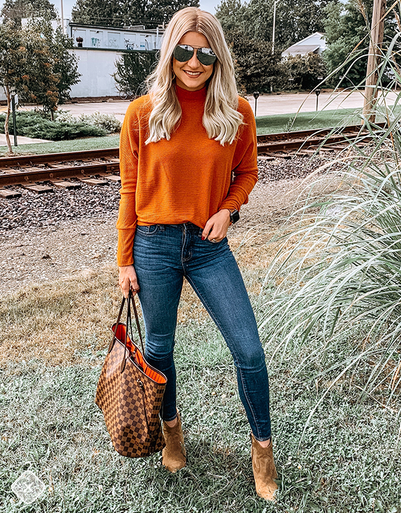 Orange turtleneck & Jeans! Ready for fall! Shop the look for under .