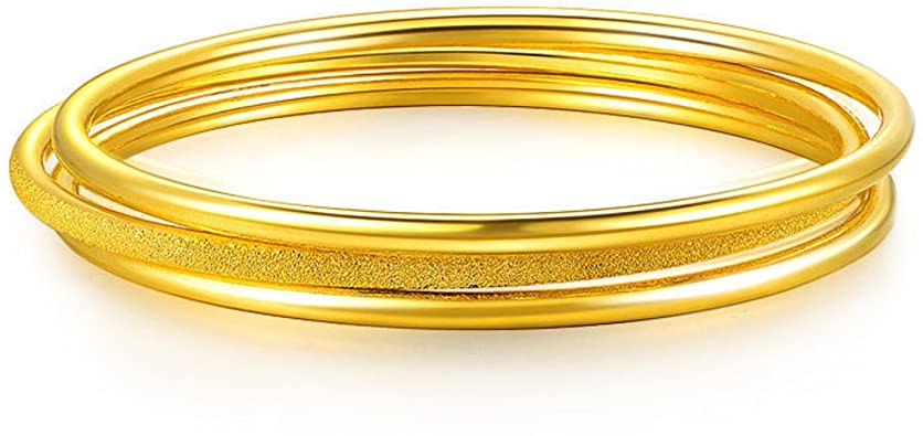 Amazon.com: GOWE 24k Pure Gold Bangle for Women Female Trendy .