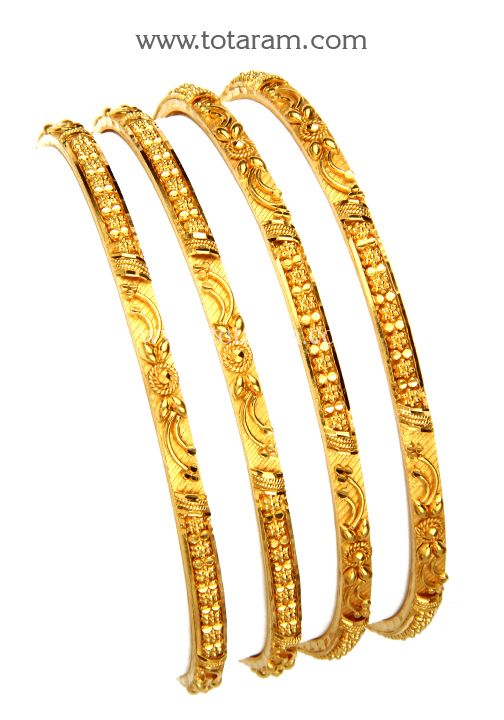 22K Fine Gold Bangles - Set of 4 (2 Pair) | Gold jewelry stores .