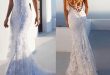 Mermaid Spaghetti Straps Lace Beach Wedding Dress | Cheap beach .