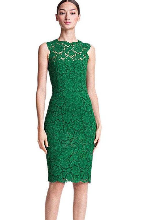 Best Christmas Dresses Ideas | Green lace dresses, Lace sheath .